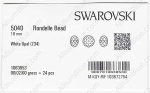 SWAROVSKI 5040 18MM WHITE OPAL factory pack