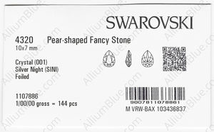 SWAROVSKI 4320 10X7MM CRYSTAL SILVNIGHT F factory pack