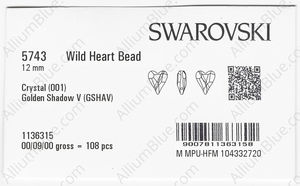 SWAROVSKI 5743 12MM CRYSTAL GOLSHAD'V' factory pack