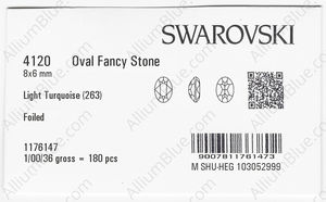 SWAROVSKI 4120 8X6MM LIGHT TURQUOISE F factory pack