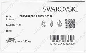 SWAROVSKI 4320 6X4MM LIGHT SILK F factory pack