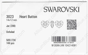 SWAROVSKI 3023 14X12MM JET factory pack