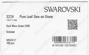 SWAROVSKI 3224 14X11MM DARK MOSS GREEN factory pack