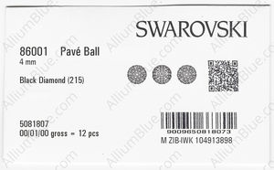 SWAROVSKI 86001 4MM 03 215 factory pack