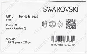 SWAROVSKI 5045 8MM CRYSTAL AB factory pack