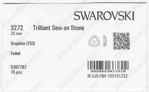 SWAROVSKI 3272 20MM GRAPHITE F factory pack