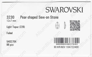 SWAROVSKI 3230 12X7MM LIGHT TOPAZ F factory pack