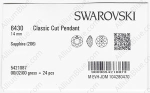 SWAROVSKI 6430 14MM SAPPHIRE factory pack