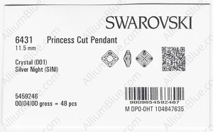 SWAROVSKI 6431 11.5MM CRYSTAL SILVNIGHT factory pack