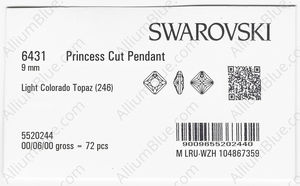 SWAROVSKI 6431 9MM LIGHT COLORADO TOPAZ factory pack