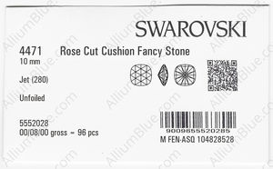 SWAROVSKI 4471 10MM JET factory pack