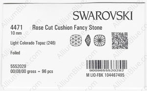 SWAROVSKI 4471 10MM LIGHT COLORADO TOPAZ F factory pack