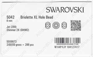 SWAROVSKI 5042 6MM JET SHIMMER2 factory pack