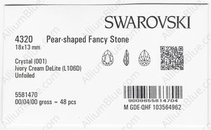 SWAROVSKI 4320 18X13MM CRYSTAL IVORYCRM_D factory pack