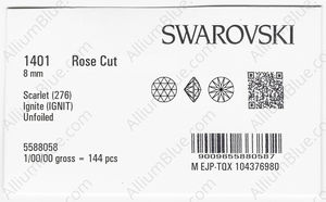 SWAROVSKI 1401 8MM SCARLET IGNITE factory pack