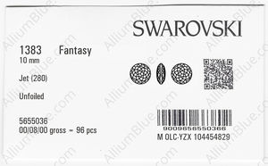 SWAROVSKI 1383 10MM JET factory pack